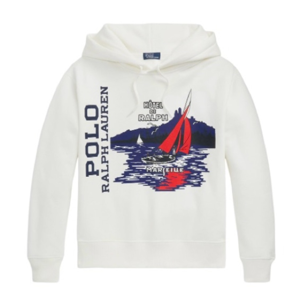 POLO RALPH LAUREN Women’s "Hotel de Ralph Marseille" Sweatshirt, Deckwash white